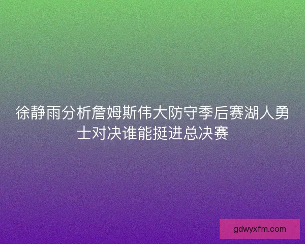 徐静雨分析詹姆斯伟大防守季后赛湖人勇士对决谁能挺进总决赛